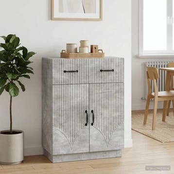 vidaXL Dressoir met lade Betongrijs 66 x 34,5 x 87 cm, Verzenden, Nieuw, Overige houtsoorten, Minder dan 50 cm