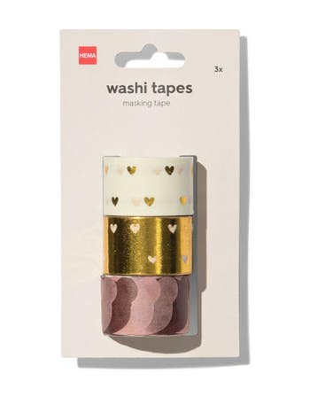 HEMA Washi tape en stickers 5mx1.5cm hartjes - 4 stuks, Verzenden, Nieuw
