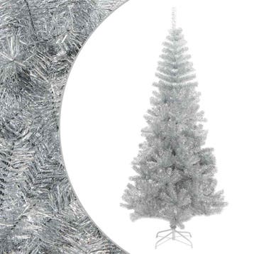 vidaXL Kunstkerstboom met standaard 240 cm PET zilverkleurig, Verzenden, Nieuw