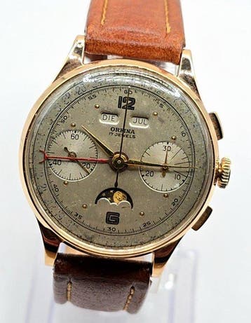 Orfina -18K Gold Komplikation - Triplekalender + Mondphase +, Nieuw