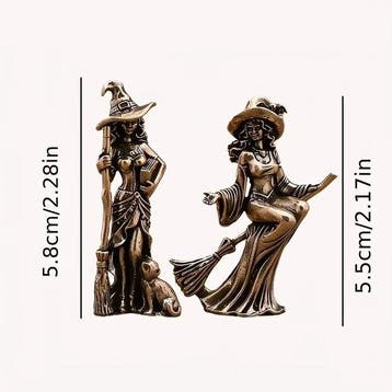 sculptuur, Set of 2 Vintage-Style Witch Figurines – Elegant