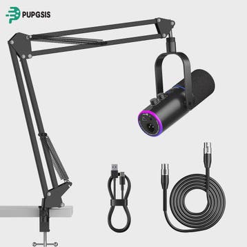 XLR/USB Gaming Microfoon Kit met Arm, RGB & Mute Functie, Verzenden, Nieuw