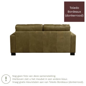 Leren bank Energy - 2,5 zits - Toledo Bordeaux (donkerrood), 150 tot 200 cm, Nieuw, Ophalen of Verzenden, Rechte bank