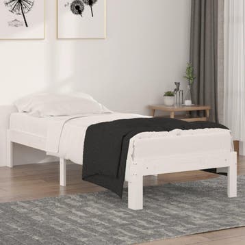 vidaXL Bedframe massief hout wit 75x190 cm, Eenpersoons, Verzenden, Wit, Nieuw