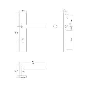 Intersteel Deurkruk Jura hoek 90° op rechthoekig schild, Verzenden, Nieuw