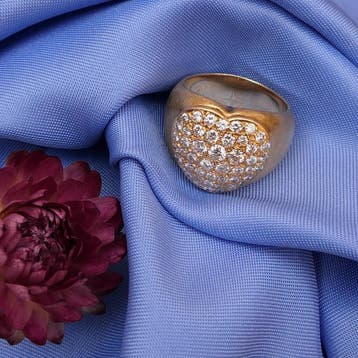 Gouden ring met hartvorm en diamanten 1,60 ct., Gebruikt, Ophalen of Verzenden, 17 tot 18, Met edelsteen