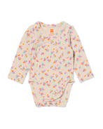 HEMA Newborn meegroei overslagromper rib bloemen ecru, Verzenden, Nieuw