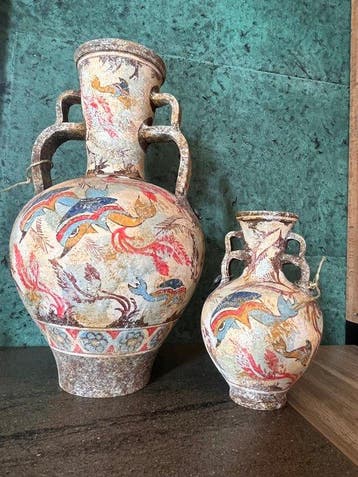 MK - Vaas met dubbele oren (2) - Aardewerk, Keramiek - Set, Antiek en Kunst