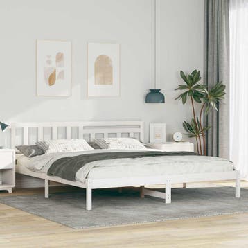vidaXL Bedframe met hoofdeinde Wit 180 x 200 cm Massief, Huis en Inrichting, Verzenden, Wit, Hout, Nieuw