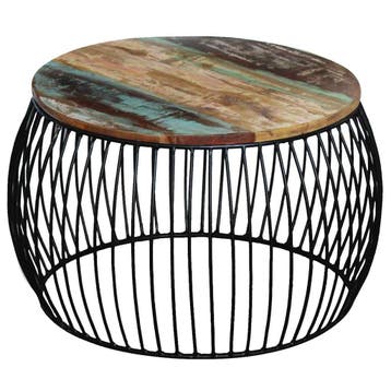 vidaXL Salontafel rond 68x37 cm massief gerecycled hout, Huis en Inrichting, Tafels | Salontafels, 50 tot 100 cm, Verzenden, Rond