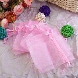 c.a. 100 x mini organza zakjes 5 x 7 cm  roze, Ophalen of Verzenden, Nieuw