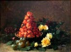 Hubert Bellis -(1864-1933) - Aardbeien en Gele Rozen