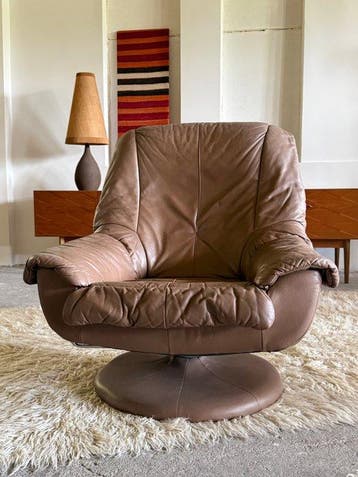 Fauteuil - „tulp“ - Leder - draaistoel