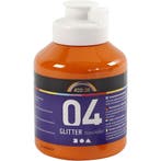 Acrylverf met glitters, oranje, 500 ml/ 1 fles, Hobby en Vrije tijd, Nieuw