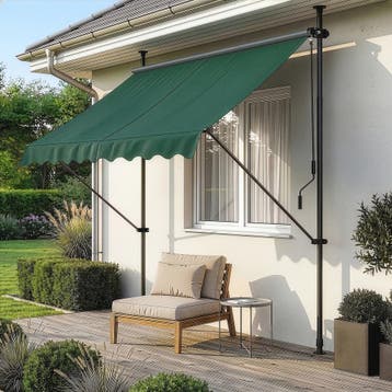 Klem zonwering luifel uitschuifbaar donkergroen 150x120 cm, Tuin en Terras, Verzenden, Nieuw