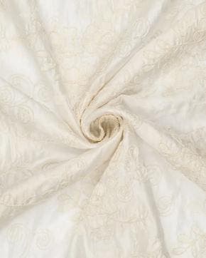 Tencel Broderie Bloemen Gebroken Wit, Nieuw, Wit