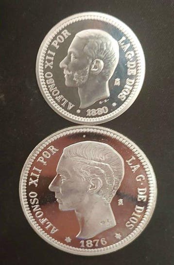 Spanje. 1876/1880Restrike 1 pesta/50cents Alfondo XII /FNMT
