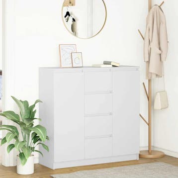 vidaXL Dressoir met lades 100,5x35x98,5 cm spaanplaat wit, Verzenden, Nieuw, Overige houtsoorten, Minder dan 50 cm