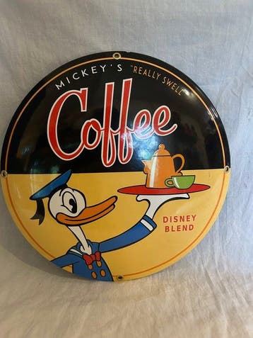 Emaille Bord Donald Duck Coffee, Nieuw