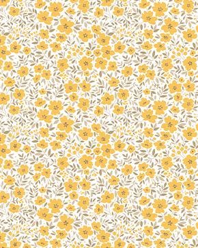 Percale Katoen Bloemetjes Geel/Wit, Nieuw, Wit