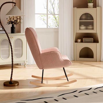 Nieuw Luxe Roze Fluwelen Schommelstoel – Stijlvolle Fauteuil, Huis en Inrichting, Stoelen, Hout, Overige kleuren, Verzenden, Nieuw