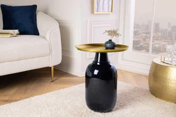 Ronde bijzettafel ELEGANCIA 50cm goud antiek zwart metaal, Huis en Inrichting, Tafels | Sidetables, Ophalen of Verzenden, Nieuw