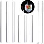 Relaxdays glazen rietjes 6 stuks - met schoonmaakborstels -, Huis en Inrichting, Keuken | Keukenbenodigdheden, Ophalen of Verzenden