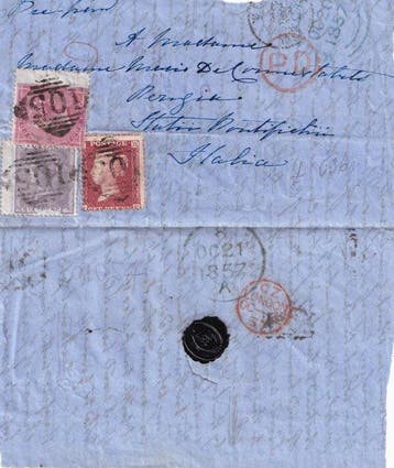 Verenigd Koninkrijk 1857 - Ierland 20 oktober 1857 omslag, Gestempeld