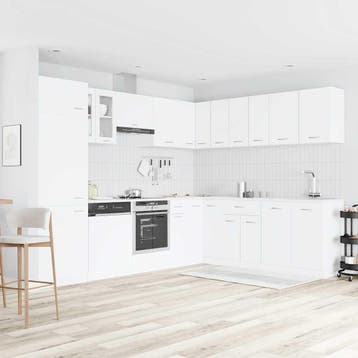vidaXL 14-delige Keukenkastenset Lyon bewerkt hout wit, Huis en Inrichting, Keuken | Keukenelementen, Verzenden, Nieuw, Wit