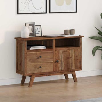 vidaXL Dressoir Naturel 100 x 30 x 68 cm Massief Teakhout, Verzenden, Nieuw, Teakhout, Minder dan 50 cm