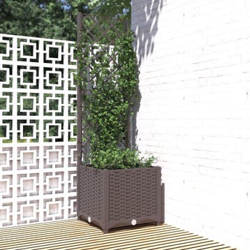 vidaXL Plantenbak met latwerk 40x40x136 cm polypropeen bruin, Kunststof, Verzenden, Minder dan 60 cm, Nieuw