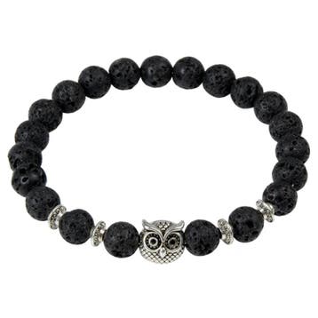 Fako Bijoux - Buddha Armband - Uiltje Ring - Lavasteen, Verzenden, Nieuw
