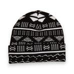 Afrikaanse Print Wintermuts / Beanie - Zwart Wit Bogolan, Hobby en Vrije tijd, Stoffen en Lappen, Ophalen of Verzenden, Nieuw
