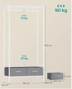 Open Kledingrek met Lades – Metalen Plankenrek en Roede, Verzenden, Nieuw