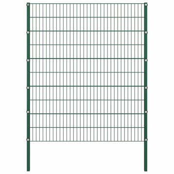 vidaXL Schuttingpaneel met palen ijzer 176,5x200 cm groen, Verzenden, Nieuw, IJzer, 2 meter of meer