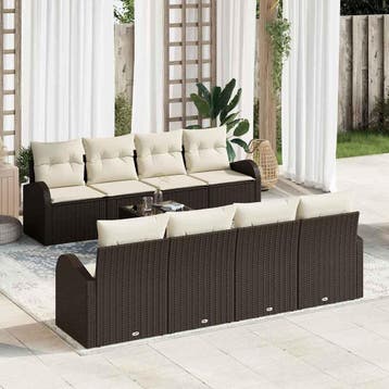 vidaXL Tuin Sofa Set 9 st Bruin poly rattan, Tuin en Terras, Verzenden, Nieuw, Meer dan 8 zitplaatsen