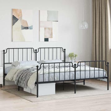 vidaXL Bedframe met hoofd- en voeteneinde metaal zwart, Eenpersoons, Verzenden, Zwart, Nieuw