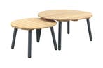 VDG Mindo alu/teak ronde loungetafel set - Antraciet, Verzenden, Nieuw, Hout