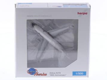 Schaal 1:500 Herpa 509190 Airbus A319 80th Anniversary..., Ophalen of Verzenden, Zo goed als nieuw
