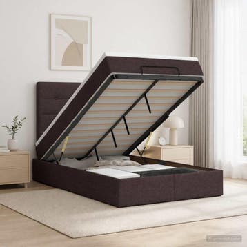 vidaXL Ottoman bed met matras Donkerbruin 120 x 190 cm Stof, Verzenden, Nieuw, Twijfelaar, Bruin