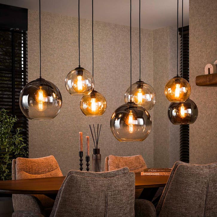 *WOONWINKEL* Grote Hanglamp Met Glazen Bollen, Huis en Inrichting, Lampen | Hanglampen, Nieuw, Verzenden