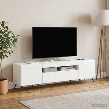 vidaXL LED tv-meubel Hoogglans Wit Bewerkt hout, Minder dan 50 cm, Verzenden, Nieuw, Minder dan 100 cm