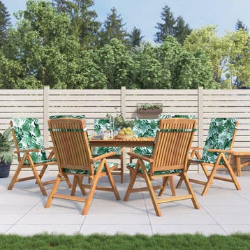 vidaXL Verstelbare klapstoelen met kussens, 6 stuks, massief, Verzenden, Nieuw, Hout