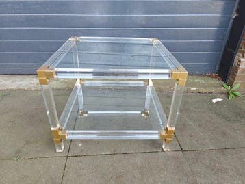 Vintage lucite en messing bijzettafel, jaren 60/70 –, Huis en Inrichting, Nieuw