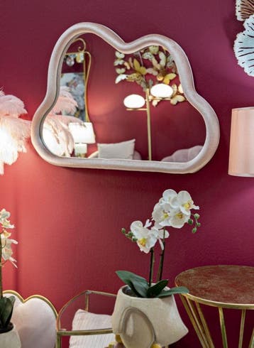 WANDSPIEGEL WOLK ROZE FLUWEEL CM 90X4X60, Ophalen of Verzenden, Nieuw