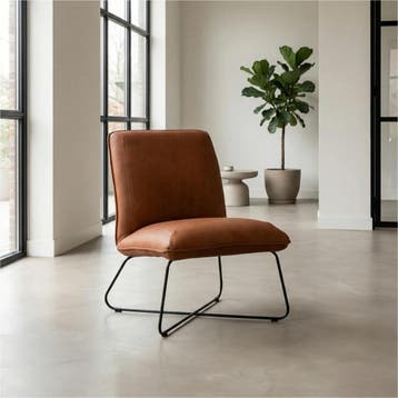 Leren fauteuil Less - Rancho Cognac (cognac), Industrieel, Modern, Scandinavisch, Nieuw, Ophalen of Verzenden, 50 tot 75 cm
