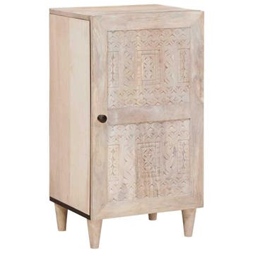 vidaXL Dressoir Bleached Wit 40 x 33 x 75 cm Massief Mango, Huis en Inrichting, Verzenden, Nieuw, Overige houtsoorten, Minder dan 50 cm