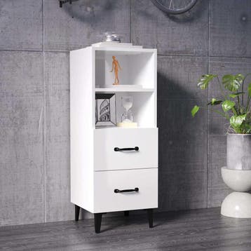 vidaXL Dressoir 34,5x34x90 cm bewerkt hout hoogglans wit, Minder dan 50 cm, Verzenden, Nieuw, 25 tot 50 cm