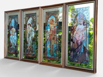 mucha - After Alphonse Mucha serie horas do dia - Fotolijst