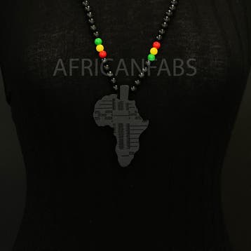 Houten kralen ketting / halsketting / hanger - Afrikaans con, Ophalen of Verzenden, Nieuw